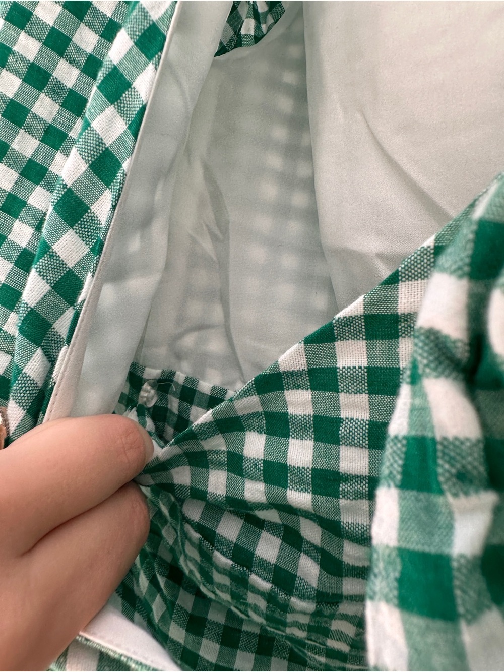 Banana Republic Linen Blend Green Gingham Wrap Midi Dress 8 - Picture 7 of 15